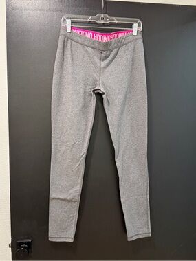 Under Armour Gray Leggings with Pink Branded Waistband - Womens